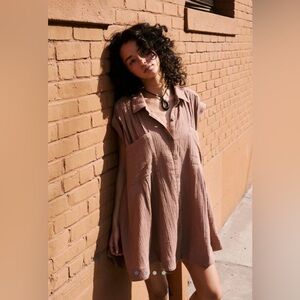 Free People Not So Basic Shirtdress Tunic - “Brownie” color - Small BNWOT